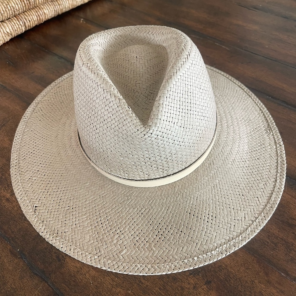Janessa Leone Valentine Fedora Straw Hat | Gray | Size Medium